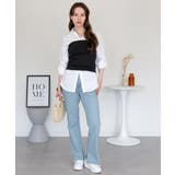 裾スリット コットンデニムフレアパンツ | atONE | 詳細画像48 