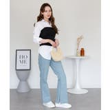 裾スリット コットンデニムフレアパンツ | atONE | 詳細画像49 