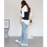 裾スリット コットンデニムフレアパンツ | atONE | 詳細画像51 