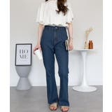 裾スリット コットンデニムフレアパンツ | atONE | 詳細画像52 