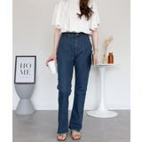 裾スリット コットンデニムフレアパンツ | atONE | 詳細画像53 