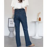 裾スリット コットンデニムフレアパンツ | atONE | 詳細画像56 