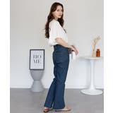 裾スリット コットンデニムフレアパンツ | atONE | 詳細画像60 