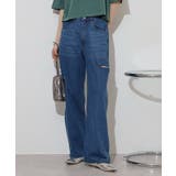 デニムダメージストレートパンツ | atONE | 詳細画像7