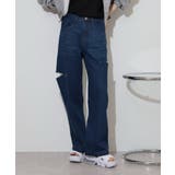 デニムダメージストレートパンツ | atONE | 詳細画像18