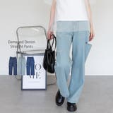 ライトブルー | デニムダメージストレートパンツ | atONE