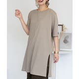 ５分袖サイドスリットロングTシャツ | atONE | 詳細画像24 