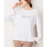 ホワイト-C | プリントTシャツ 長袖 カットソー レディース カジュアル ワイドアーム | atONE