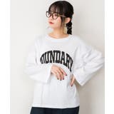 ホワイト-A | プリントTシャツ 長袖 カットソー レディース カジュアル ワイドアーム | atONE