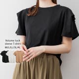 ブラック | ボリュームタック袖Tシャツ | atONE
