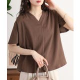 MOCHA | ブラウス風タックスキッパー半袖Tシャツ | atONE