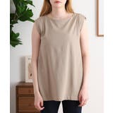 肩タックノースリーブボートネックTシャツ | atONE | 詳細画像16