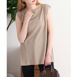 GRAY BEIGE | 肩タックノースリーブボートネックTシャツ | atONE