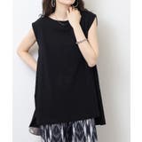 BLACK | 肩タックノースリーブボートネックTシャツ | atONE