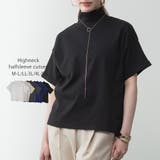 ブラック | ハイネック半袖カットソー | atONE