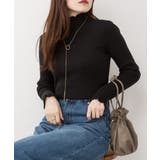 ブラック | メロウリブニットトップス | atONE