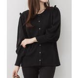 ブラック | フリルスナップカーディガン | atONE