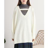 前後2wayオーバーサイズVネックニット | atONE | 詳細画像14 