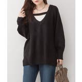 ブラック | 前後2wayオーバーサイズVネックニット | atONE
