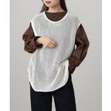 オフホワイト | メッシュノースリーブニットトップス | atONE