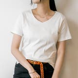 Vネック オフホワイト | 【選べる2タイプ】綿100％ ダブルフロントTシャツ | atONE