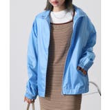 サックス | ベーシック ブルゾン ナイロン ジャンパー ジャケット 軽量 | atONE