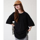 ブラック | ミニポケット付きオーバーサイズ無地Tシャツ | atONE