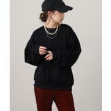 ブラック | 袖ボリューム裏起毛スウェットトレーナー | atONE