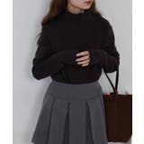 ブラック | 裏起毛メローハイネックニットソー | atONE