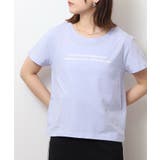 ラベンダー2 | オーバーサイズシルエットショート丈ロゴプリントTシャツ | atONE