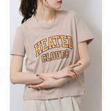 ベージュ5 | オーバーサイズシルエットショート丈ロゴプリントTシャツ | atONE