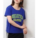 ネイビー5 | オーバーサイズシルエットショート丈ロゴプリントTシャツ | atONE