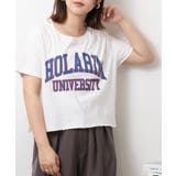 ショート丈裾フリンジオーバサイズシルエットロゴプリントTシャツ | atONE | 詳細画像7
