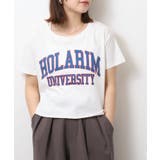 ショート丈裾フリンジオーバサイズシルエットロゴプリントTシャツ | atONE | 詳細画像8