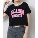 ショート丈裾フリンジオーバサイズシルエットロゴプリントTシャツ | atONE | 詳細画像10