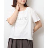ショート丈裾フリンジオーバサイズシルエットロゴプリントTシャツ | atONE | 詳細画像13