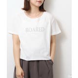 ショート丈裾フリンジオーバサイズシルエットロゴプリントTシャツ | atONE | 詳細画像14