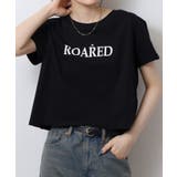 ブラック2 | ショート丈裾フリンジオーバサイズシルエットロゴプリントTシャツ | atONE