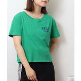 ショート丈裾フリンジオーバサイズシルエットロゴプリントTシャツ | atONE | 詳細画像23