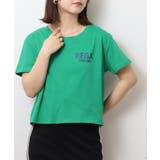 ショート丈裾フリンジオーバサイズシルエットロゴプリントTシャツ | atONE | 詳細画像24