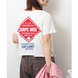 ショート丈裾フリンジオーバサイズシルエットロゴプリントTシャツ | atONE | 詳細画像30