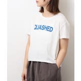 ショート丈裾フリンジオーバサイズシルエットロゴプリントTシャツ | atONE | 詳細画像43