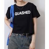 ショート丈裾フリンジオーバサイズシルエットロゴプリントTシャツ | atONE | 詳細画像44