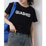 ブラック3 | ショート丈裾フリンジオーバサイズシルエットロゴプリントTシャツ | atONE