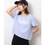 ショート丈裾フリンジオーバサイズシルエットロゴプリントTシャツ | atONE | 詳細画像47