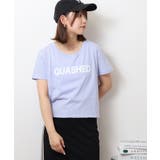 ラベンダー3 | ショート丈裾フリンジオーバサイズシルエットロゴプリントTシャツ | atONE