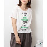ショート丈裾フリンジオーバサイズシルエットロゴプリントTシャツ | atONE | 詳細画像49