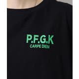 ショート丈裾フリンジオーバサイズシルエットロゴプリントTシャツ | atONE | 詳細画像66