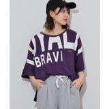 パープル | BIGロゴプリントポケット付きドルマンTシャツ | atONE