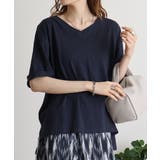 ネイビー | オーバーサイズVネックTee | atONE